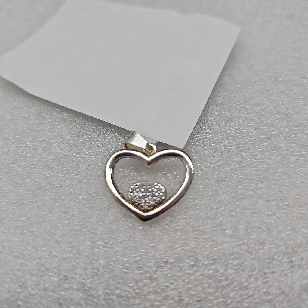 DIJE CORAZON C/CIRCONIAS PLATA .925 2.7 GR (NUEVO)