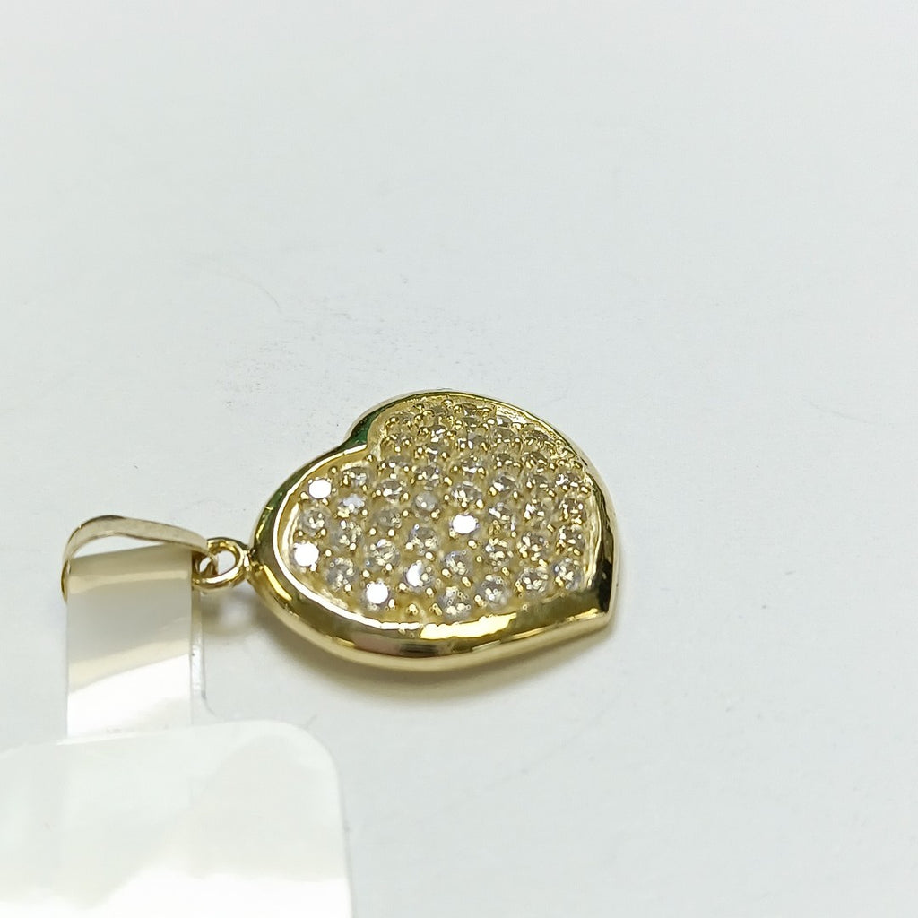 DIJE TEJIDO CORAZON CON CIRCONIAS 14K 1.8 GR (NUEVO)