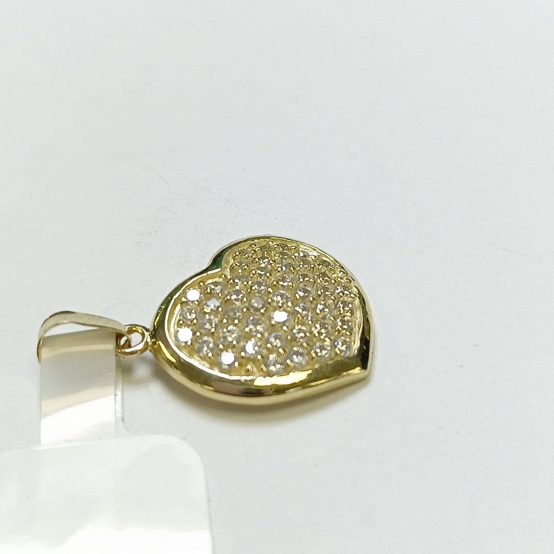 DIJE TEJIDO CORAZON CON CIRCONIAS 14K 1.8 GR (NUEVO)