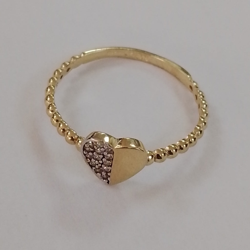 ANILLO ANILLITO FIG CORAZON C CIRCONIAS 14K 8 TALLA 1.7 GR (NUEVO)