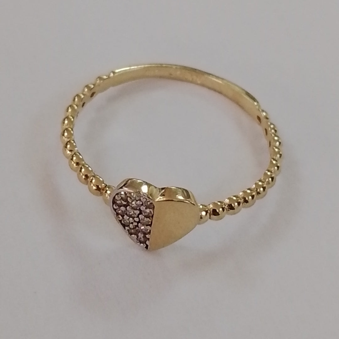 ANILLO ANILLITO FIG CORAZON C CIRCONIAS 14K 8 TALLA 1.7 GR (NUEVO)