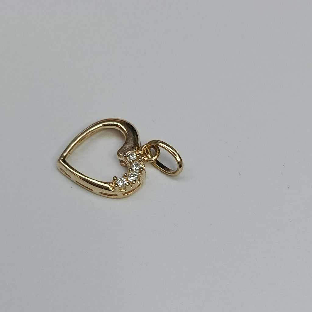 DIJE CORAZON CON CIRCONIAS 14K 1.3 GR (NUEVO)