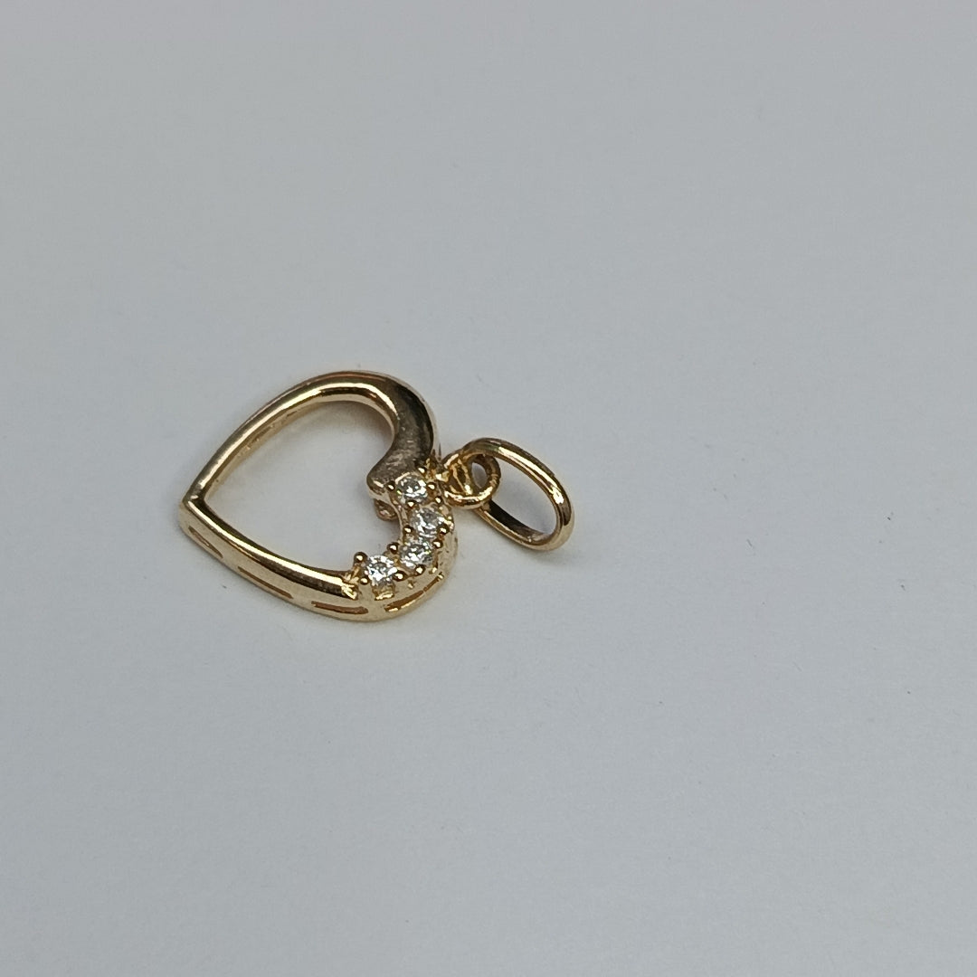 DIJE CORAZON CON CIRCONIAS 14K 1.3 GR (NUEVO)