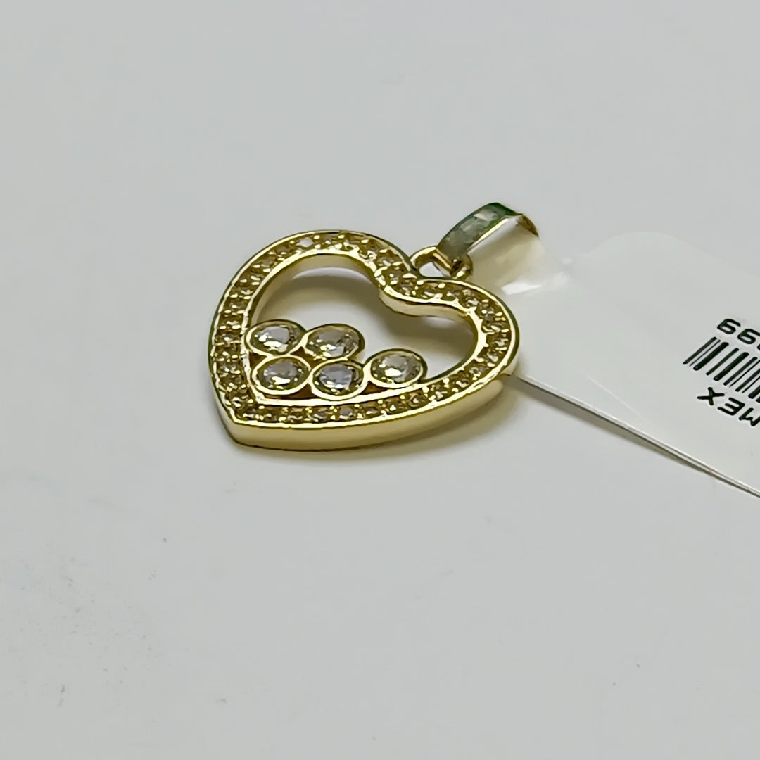 DIJE CORAZON CON CIRCONIAS 14K 1.7 GR (NUEVO)