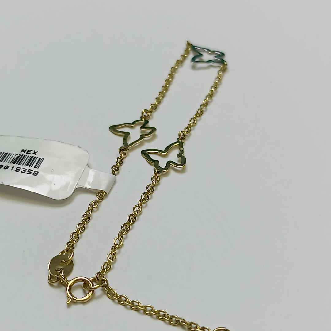 PULSERA ESPECIAL C MARIPOSAS 14K 18 CM 1.7 GR (NUEVO)