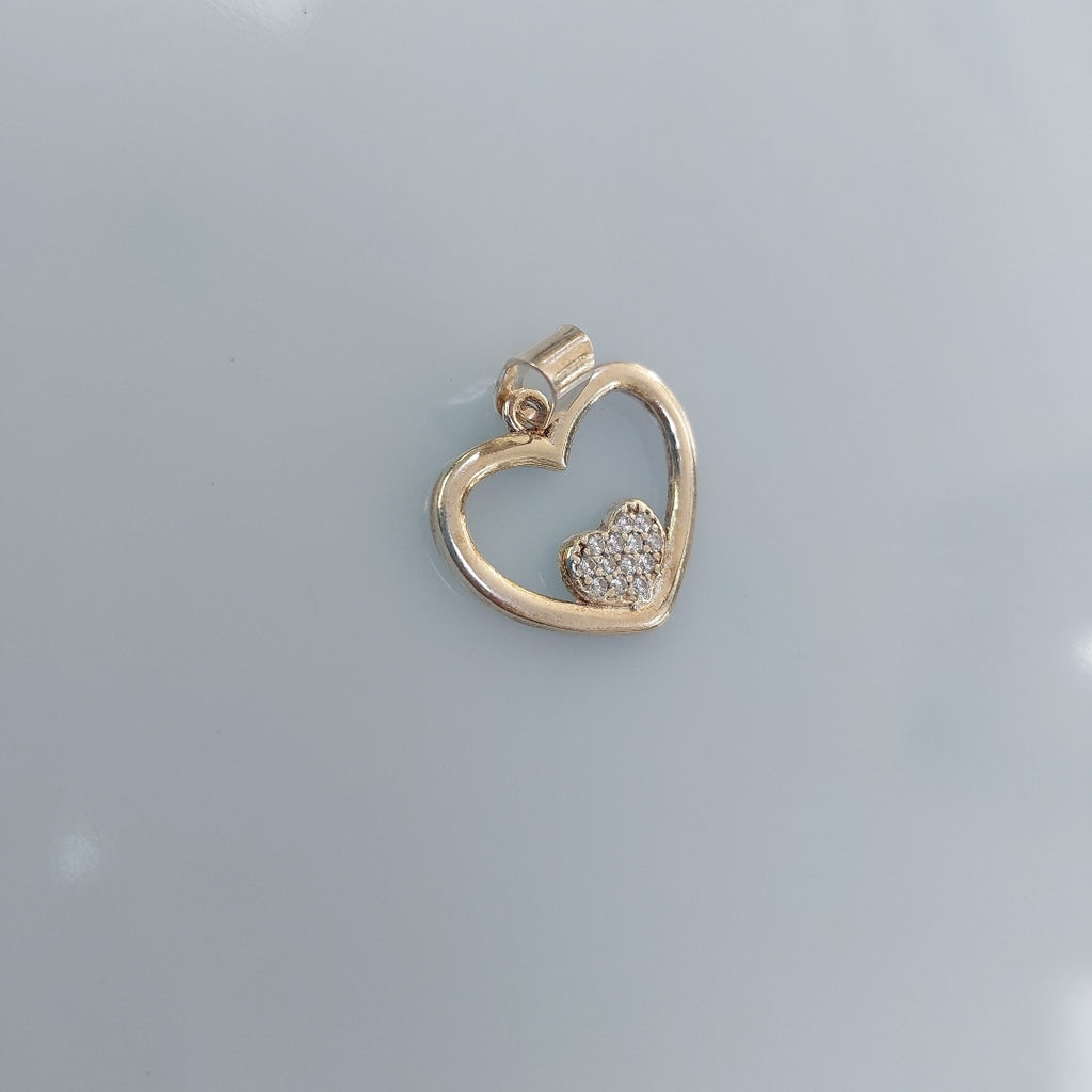 DIJE CORAZON C/CIRCONIAS PLATA .925 2.7 GR (NUEVO)