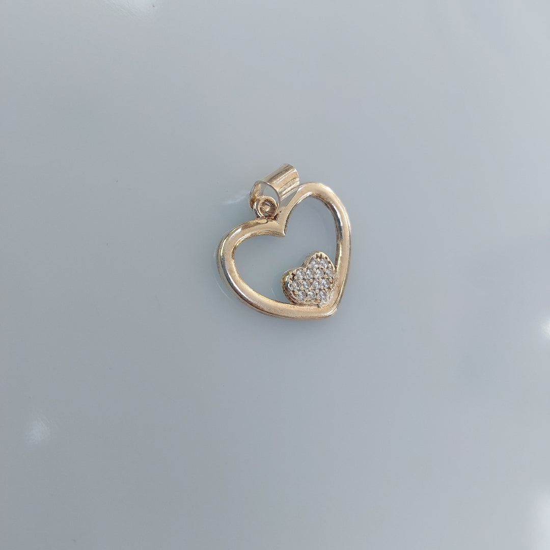 DIJE CORAZON C/CIRCONIAS PLATA .925 2.7 GR (NUEVO)