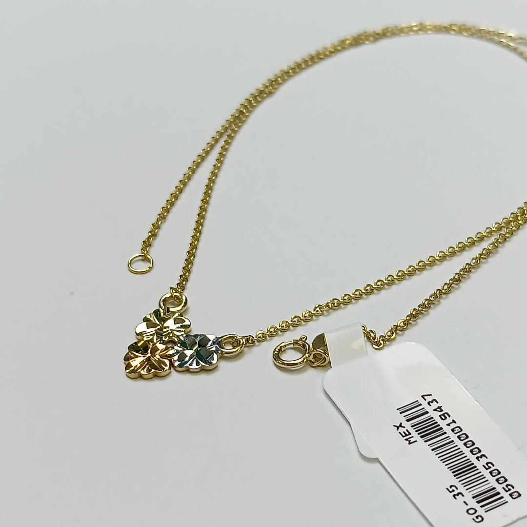 CADENA TEJIDO GARGANTILLA ESPECIAL C FLORES 14K 45 CM 2.9 GR (NUEVO)