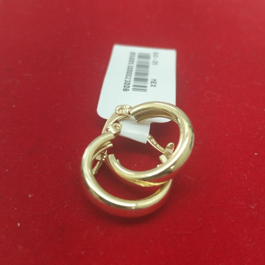 ARETES TEJIDO ARRACADAS LISAS 14K 2.2 GR (NUEVO)