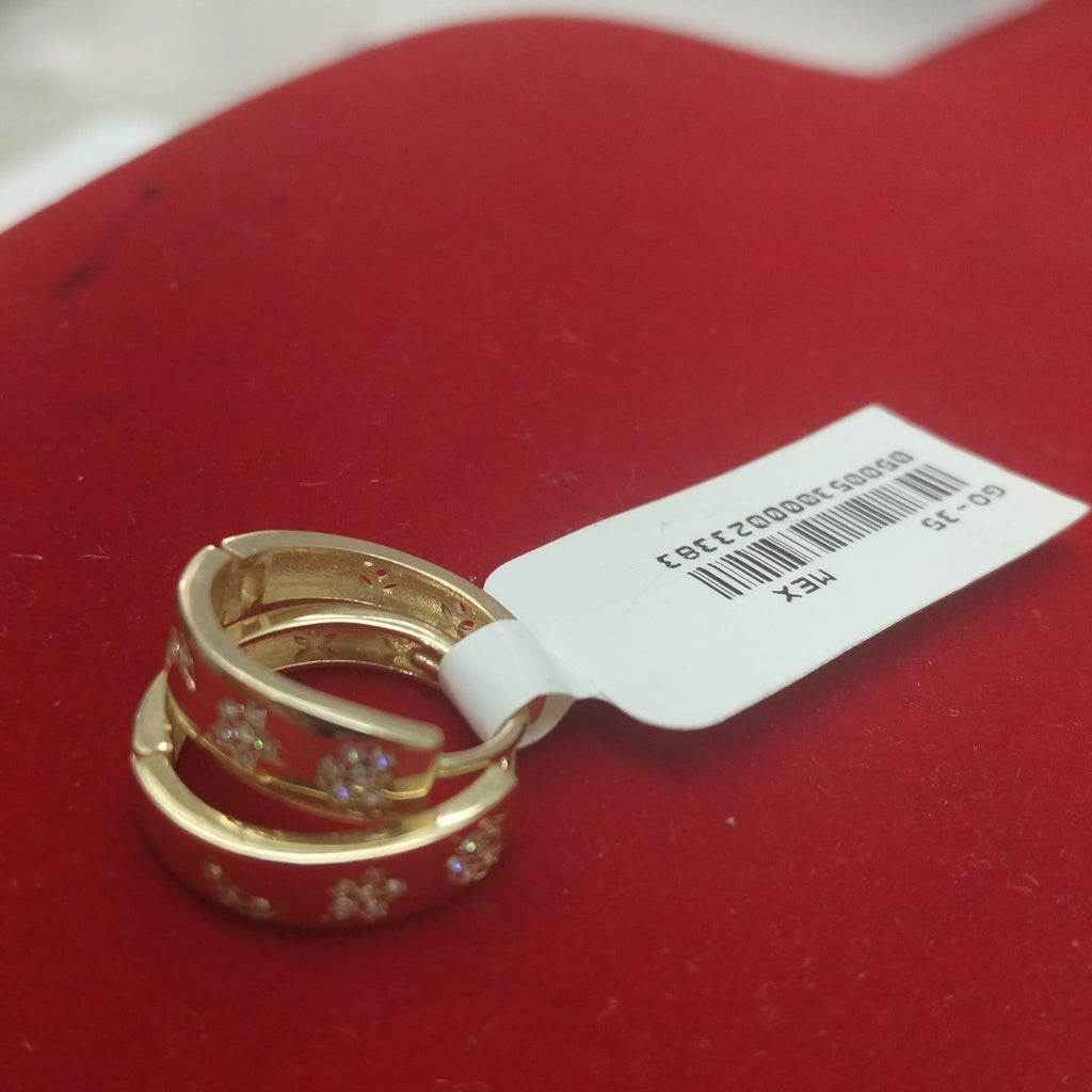 ARETES TEJIDO HUGGIES CON CIRCONIAS 14K 2.9 GR (NUEVO)