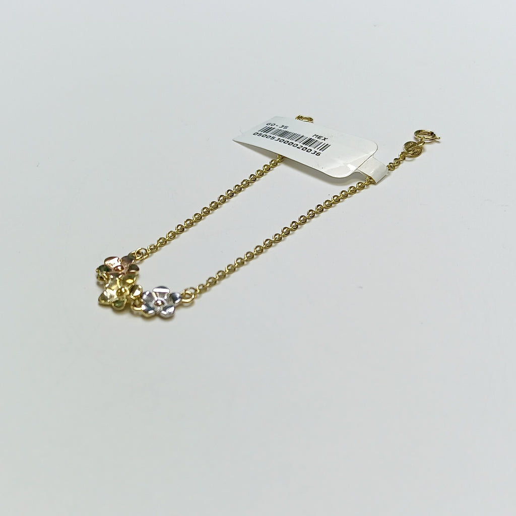 PULSERA TEJIDO ESPECIAL FIG FLORES 14K 18 CM 2.1 GR (NUEVO)