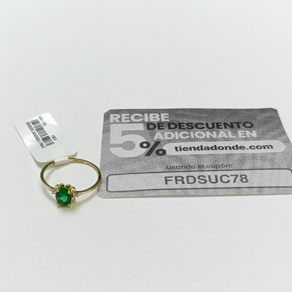 ANILLOS CON CIRCONIAS Y PIEDRA DE COLOR VERDE 14K TALLA 9 1.1 GR (NUEVO)