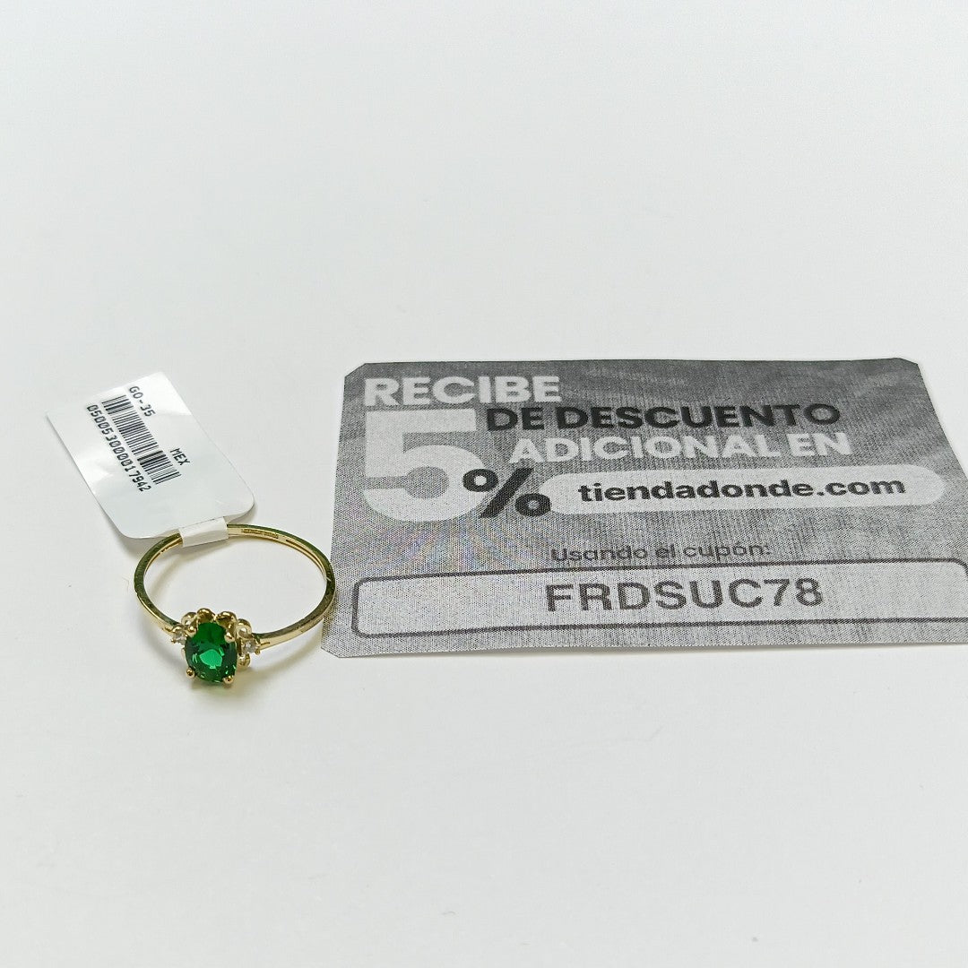 ANILLOS CON CIRCONIAS Y PIEDRA DE COLOR VERDE 14K TALLA 9 1.1 GR (NUEVO)
