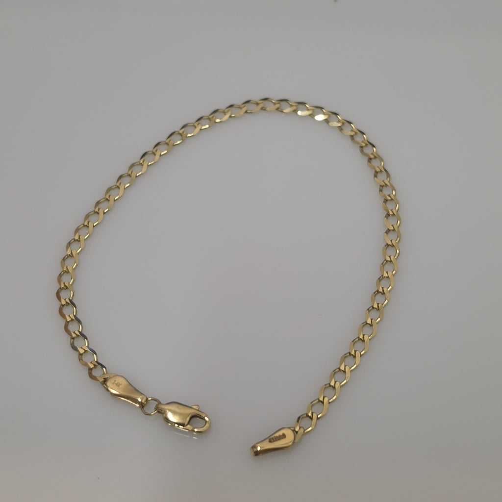 PULSERA TEJIDO BARBADA 14K 21 CM 3.8 GR (NUEVO)