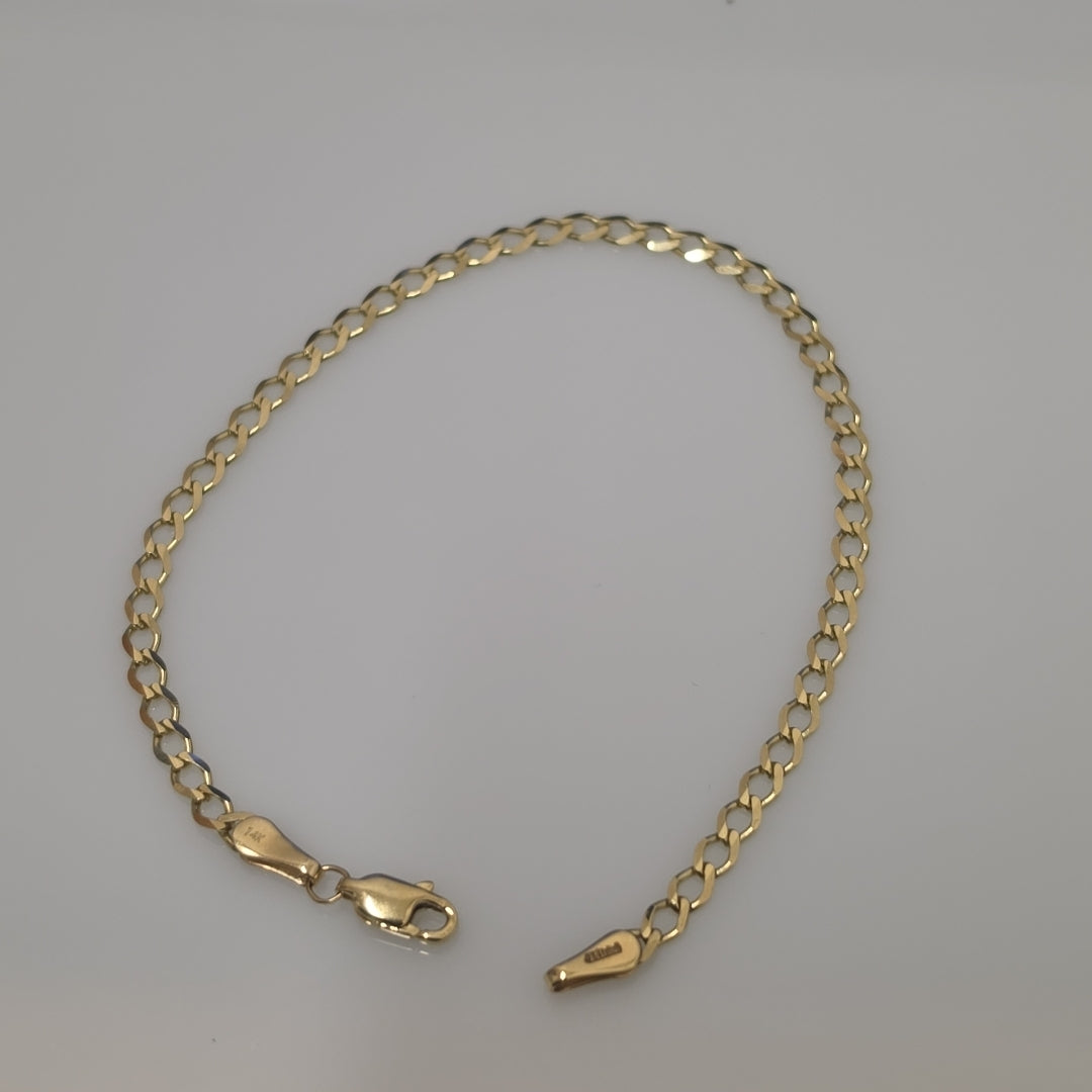 PULSERA TEJIDO BARBADA 14K 21 CM 3.8 GR (NUEVO)