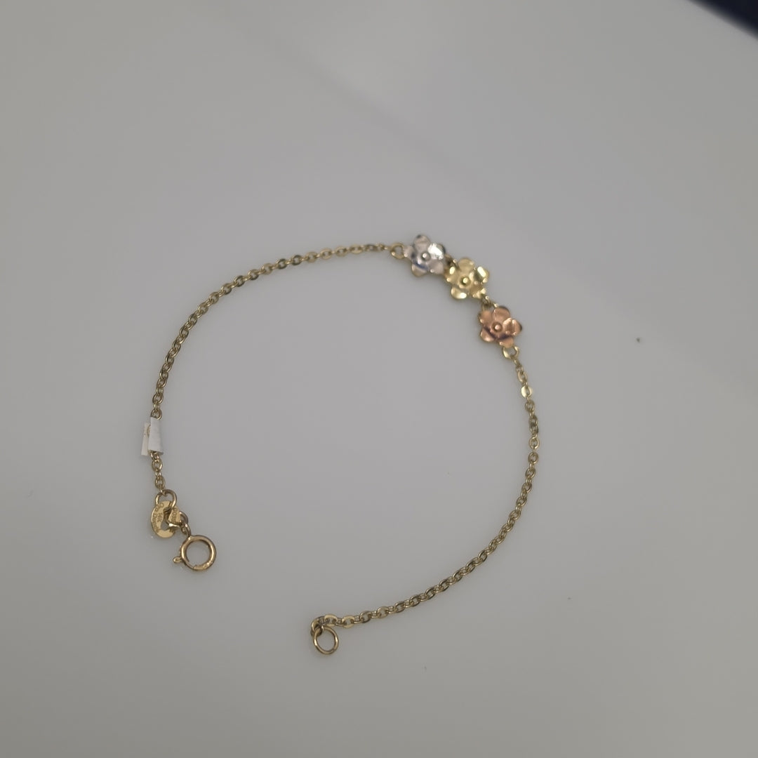 PULSERA TEJIDO ESPECIAL FIG FLORES 14K 18 CM 2 GR (NUEVO)