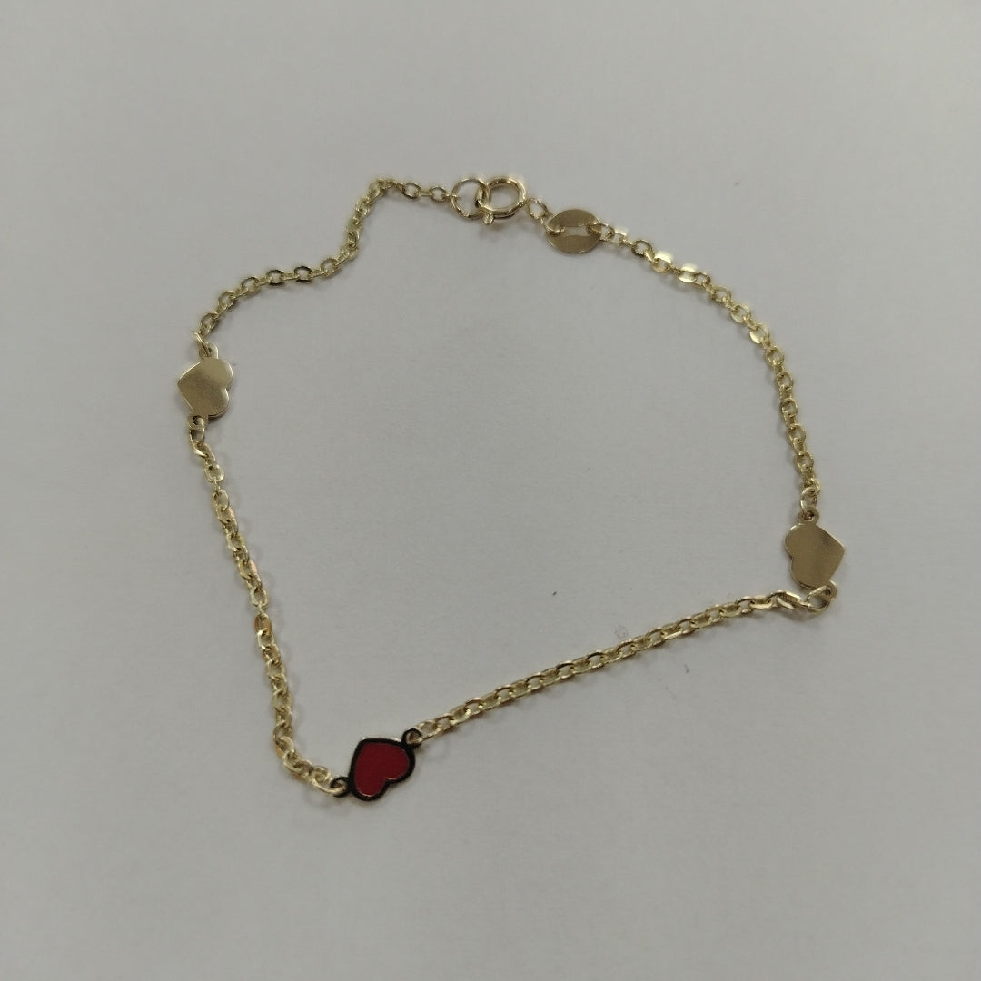 PULSERA ESPECIAL CON CORAZONES 14K 18 CM 1.4 GR (NUEVO)