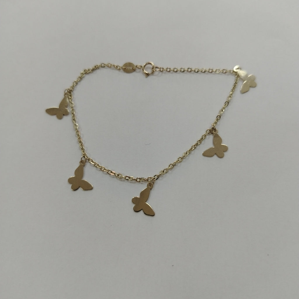 PULSERA ESPECIAL CON MARIPOSAS 14K 18 CM 2 GR (NUEVO)