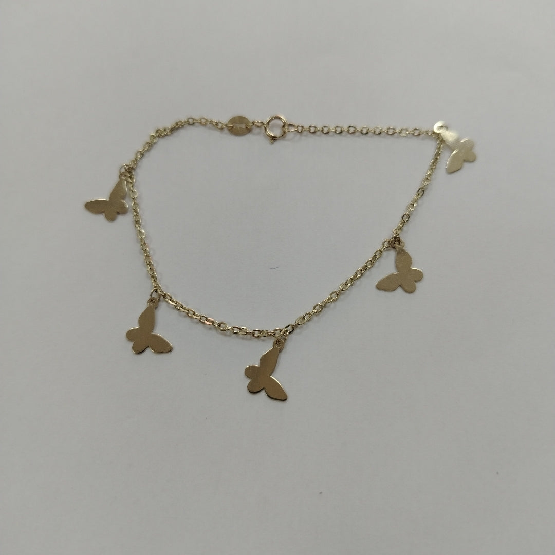 PULSERA ESPECIAL CON MARIPOSAS 14K 18 CM 2 GR (NUEVO)