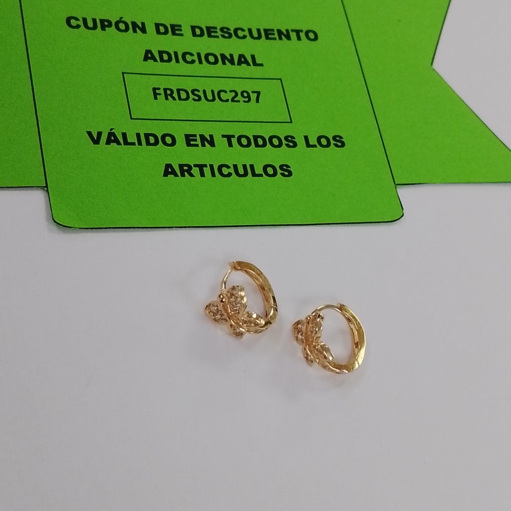 ARETES ARRACADAS CORAZON C CIRCONIAS 14K 1.8 GR (NUEVO)