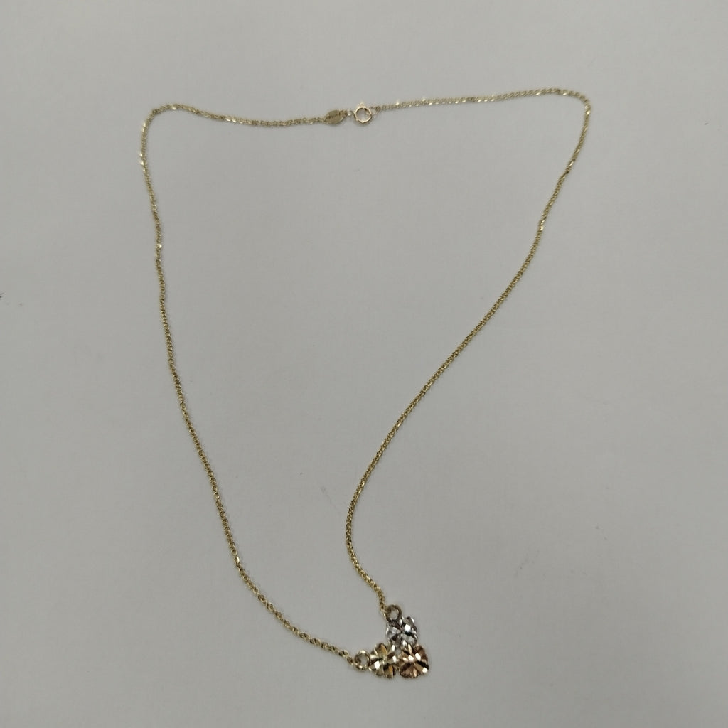 CADENA TEJIDO GARGANTILLA ESPECIAL C FLORES 14K 45 CM 3 GR (NUEVO)