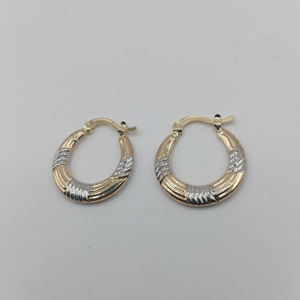 ARETES TEJIDO ARRACADAS COMBINADAS HUECAS 14K 2.1 GR (NUEVO)