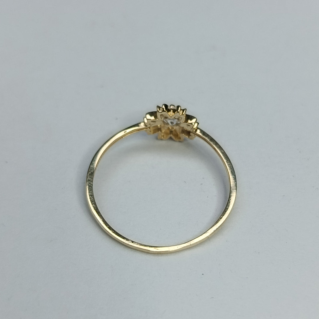 ANILLOS FLOR Y CIRCONIA 14K TALLA 8 1 GR (NUEVO)