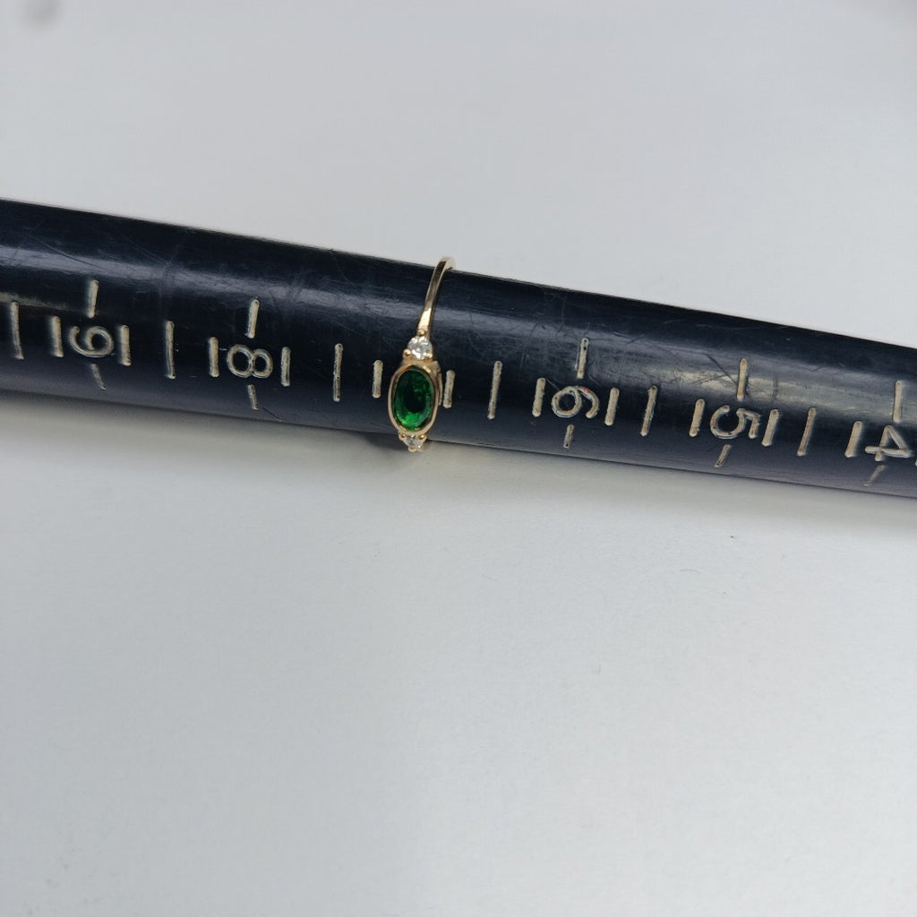 ANILLOS TEJIDO ANILLITO C CIRCONIAS Y PIEDRA VERDE 14K 7 1.1 GR (NUEVO)