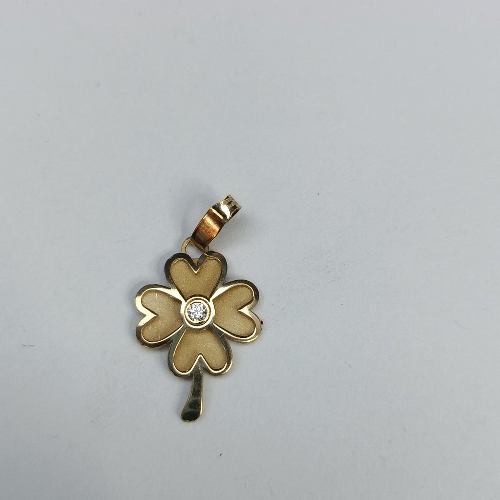 DIJE FIG TREBOL C CIRCONIA 14K 0.8 GR (NUEVO)