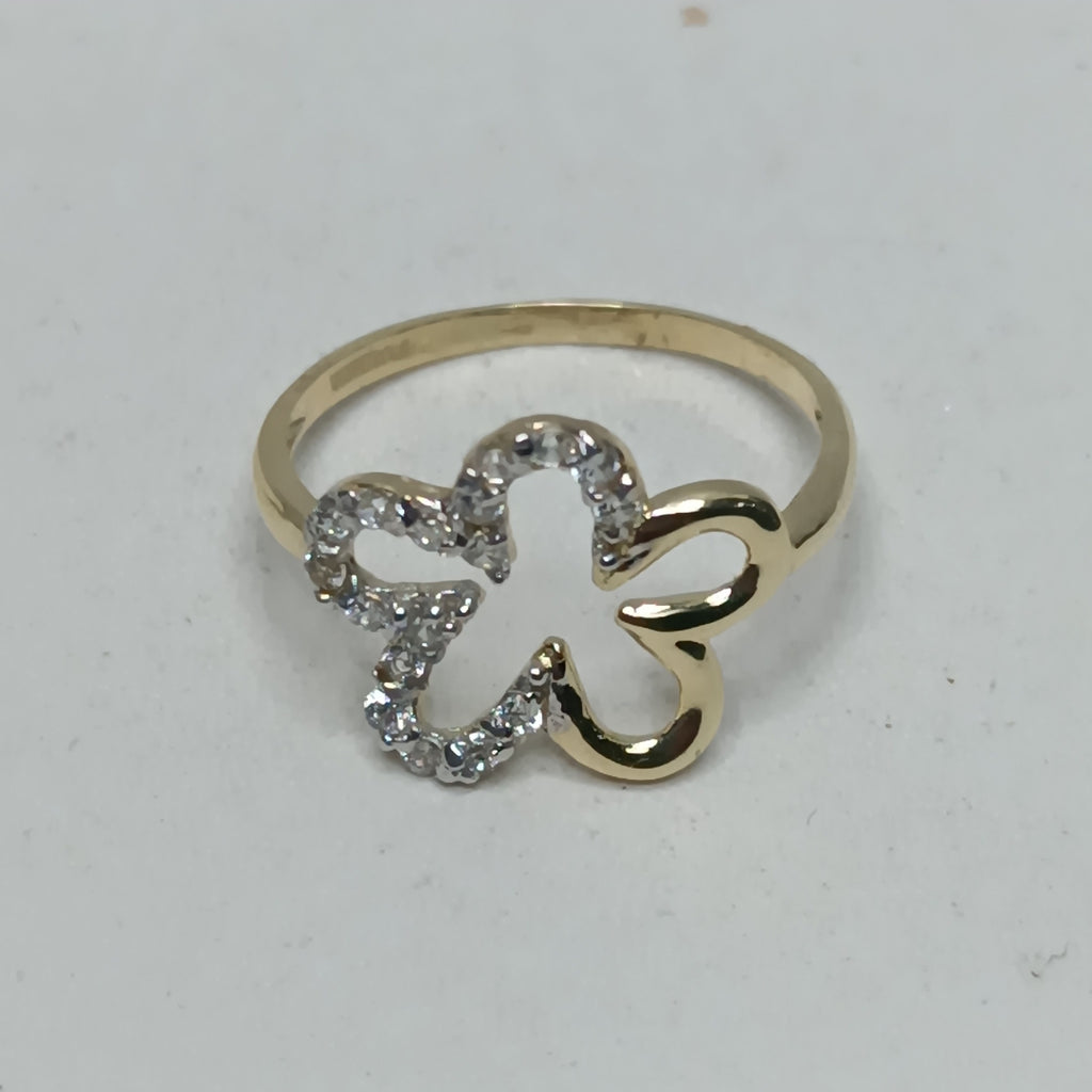 ANILLOS FIG FLOR CON CIRCONIAS 14K TALLA 7 1.5 GR (NUEVO)
