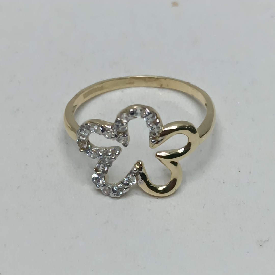 ANILLOS FIG FLOR CON CIRCONIAS 14K TALLA 7 1.5 GR (NUEVO)