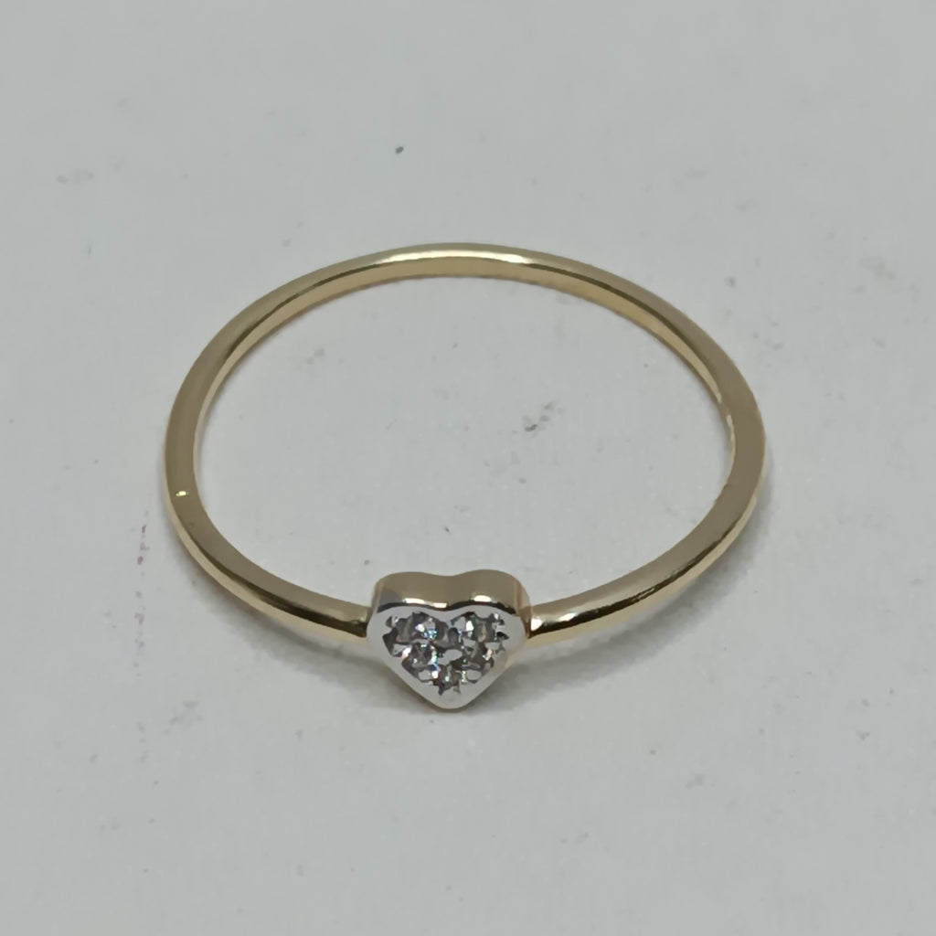 ANILLO ANILLITO CORAZON C CIRCONIA 14K 7 TALLA 0.9 GR (NUEVO)