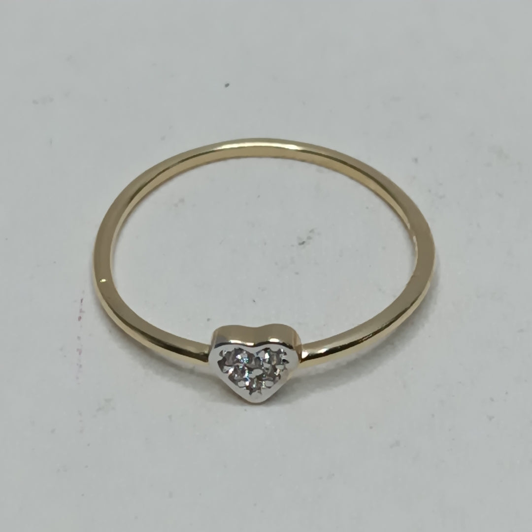 ANILLO ANILLITO CORAZON C CIRCONIA 14K 7 TALLA 0.9 GR (NUEVO)