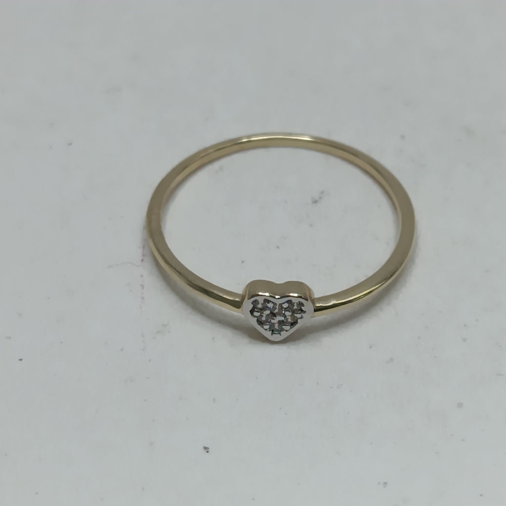 ANILLO ANILLITO CORAZON C CIRCONIA 14K 7 TALLA 0.9 GR (NUEVO)