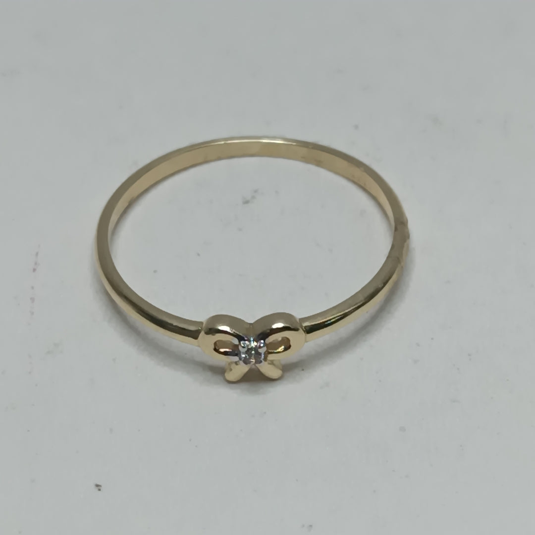 ANILLO ANILLITO FIG MOÑO C CIRCONIAS 14K 7 TALLA 0.9 GR (NUEVO)
