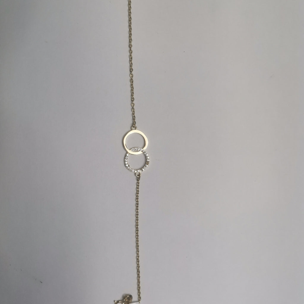 PULSERA TEJIDO ESPECIAL FIG AROS UNIDOS C CIRCS 14K 18 CM 2.1 GR (NUEVO)