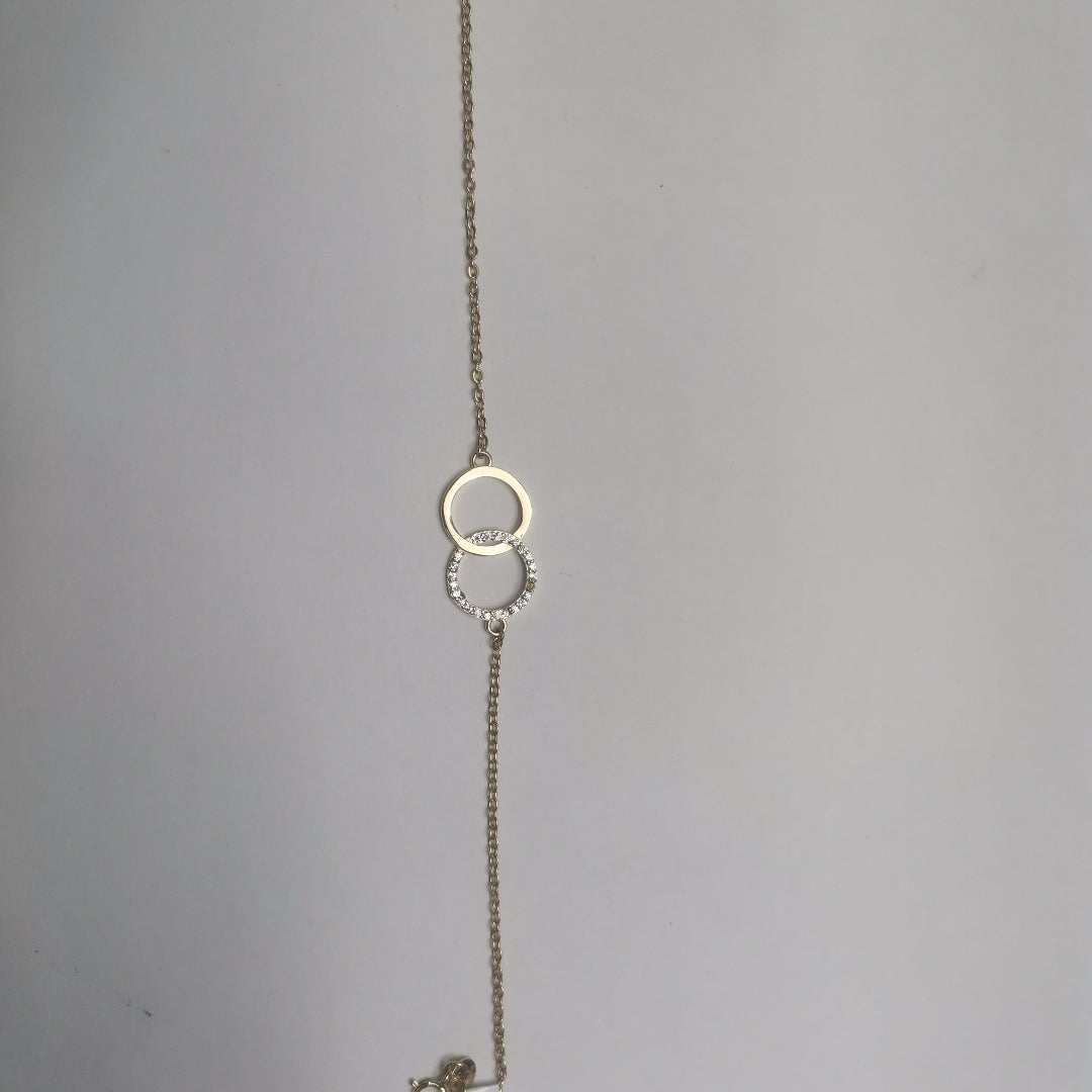 PULSERA TEJIDO ESPECIAL FIG AROS UNIDOS C CIRCS 14K 18 CM 2.1 GR (NUEVO)