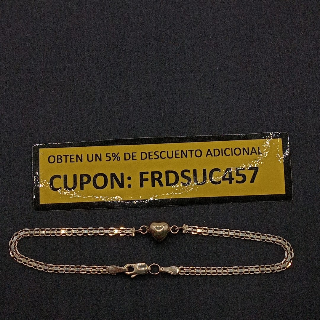 PULSERA ESPECIAL C CORAZON 14K 18 CM 2.7 GR (NUEVO)