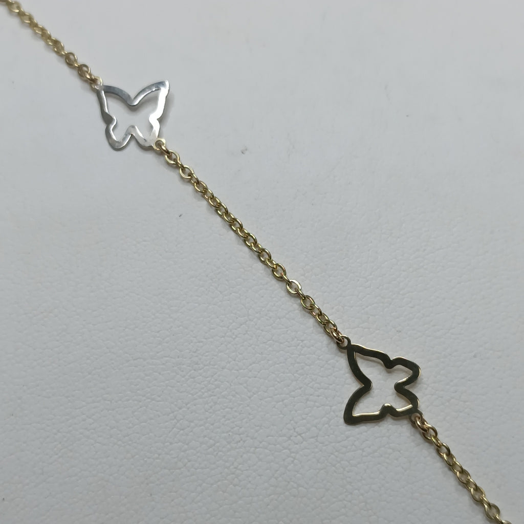 PULSERA ESPECIAL C MARIPOSAS 14K 18 CM 1.7 GR (NUEVO)