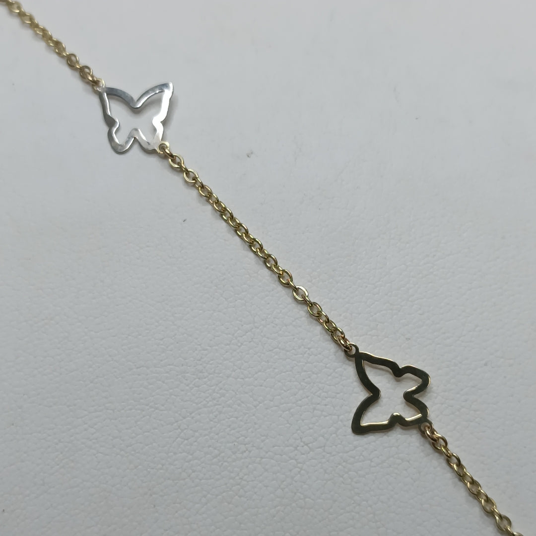 PULSERA ESPECIAL C MARIPOSAS 14K 18 CM 1.7 GR (NUEVO)