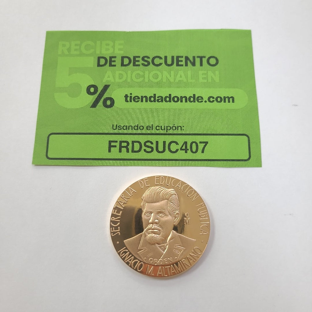 MEDALLA CONMEMORATIVA ORO 21 K 41.6 GRMS (SEMINUEVO)