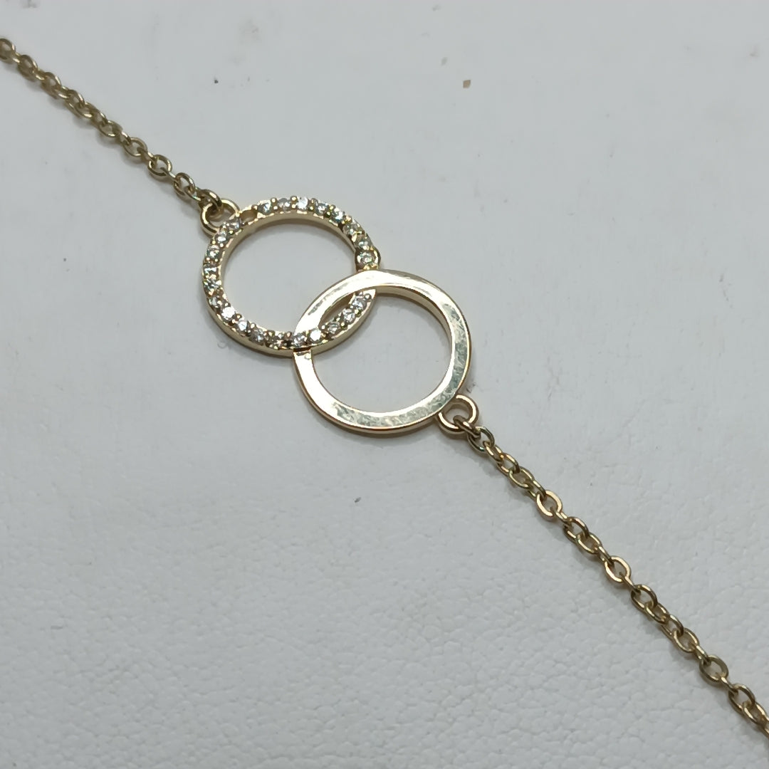 PULSERA TEJIDO ESPECIAL FIG AROS UNIDOS C CIRCS 14K 18 CM 2.1 GR (NUEVO)