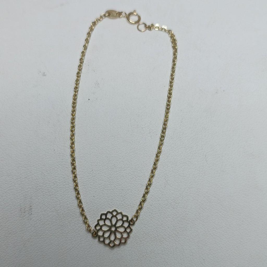 PULSERA TEJIDO ESPECIAL CON MANDALA 14K 18 CM 1.3 GR (NUEVO)