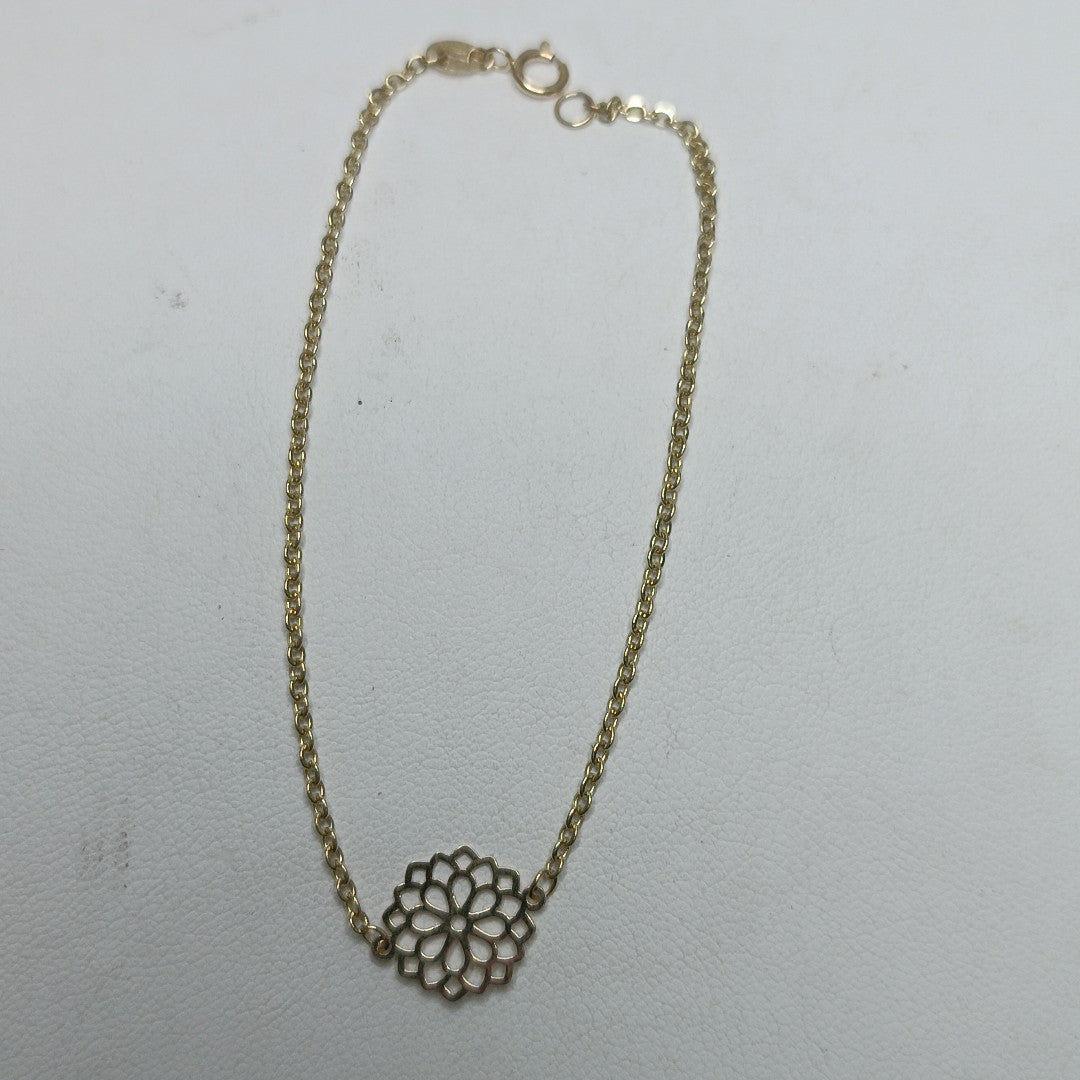 PULSERA TEJIDO ESPECIAL CON MANDALA 14K 18 CM 1.3 GR (NUEVO)