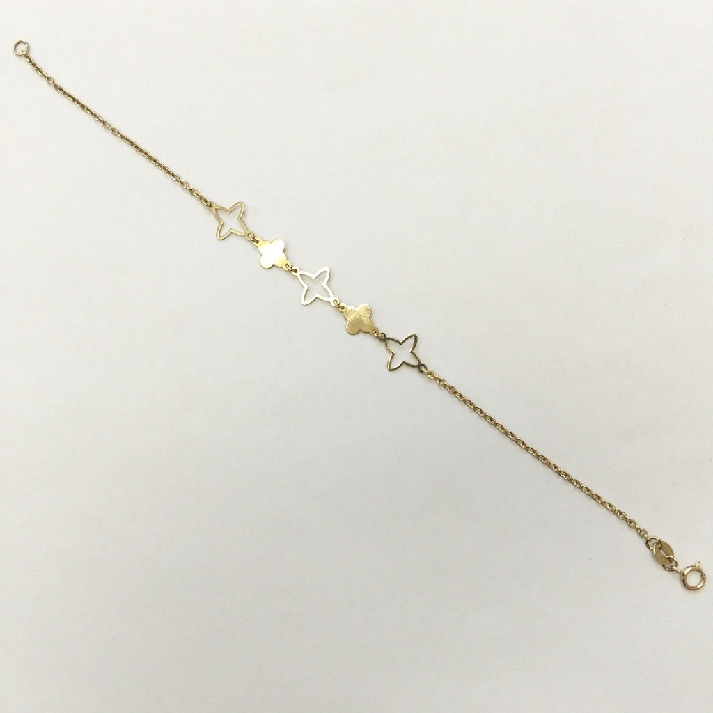 PULSERA TEJIDO ESP CON TREBOL 14K 18 CM 1.6 GR (NUEVO)