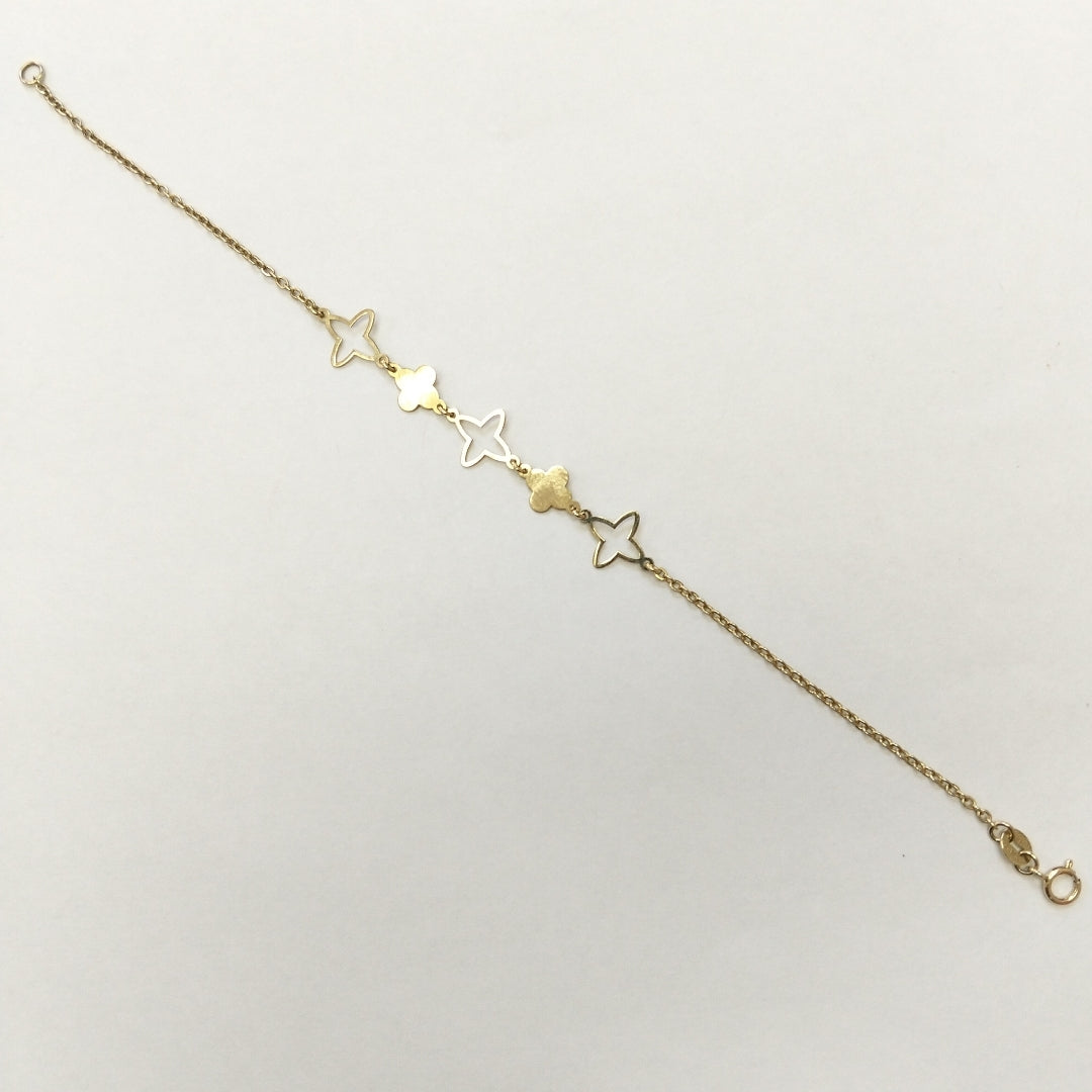 PULSERA TEJIDO ESP CON TREBOL 14K 18 CM 1.6 GR (NUEVO)