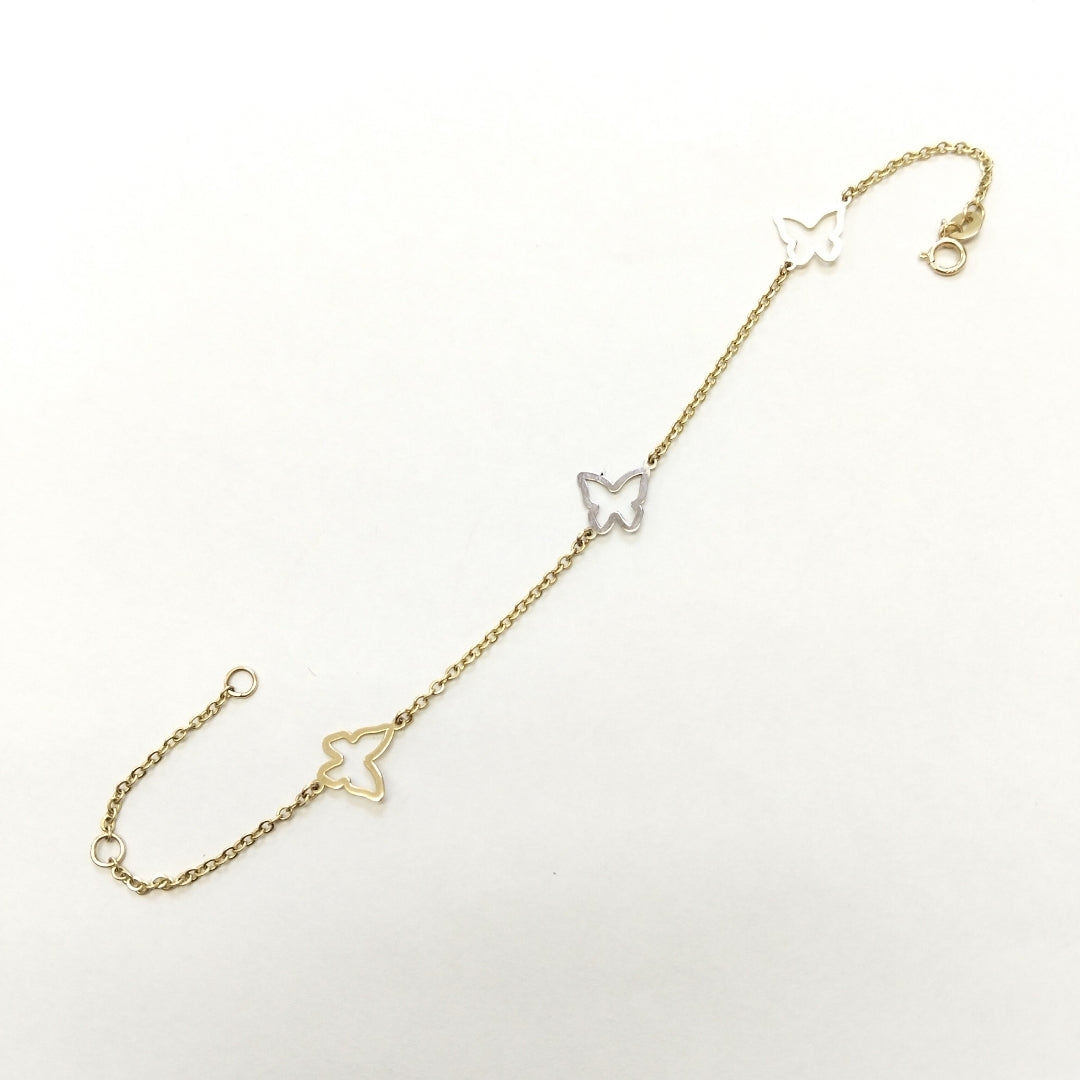 PULSERA ESPECIAL C MARIPOSAS 14K 18 CM 1.7 GR (NUEVO)