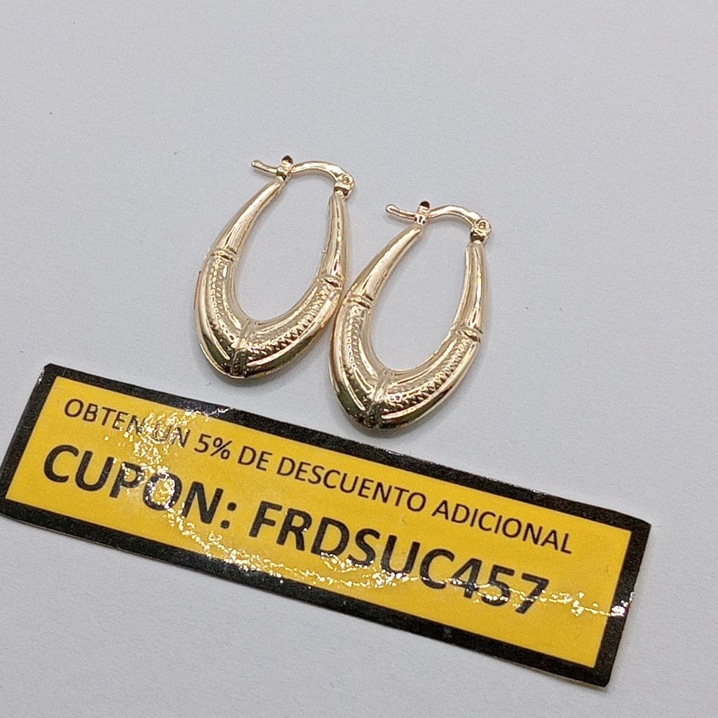 ARETES ARRACADAS ESTRIADAS 14K 2.5 GR (NUEVO)