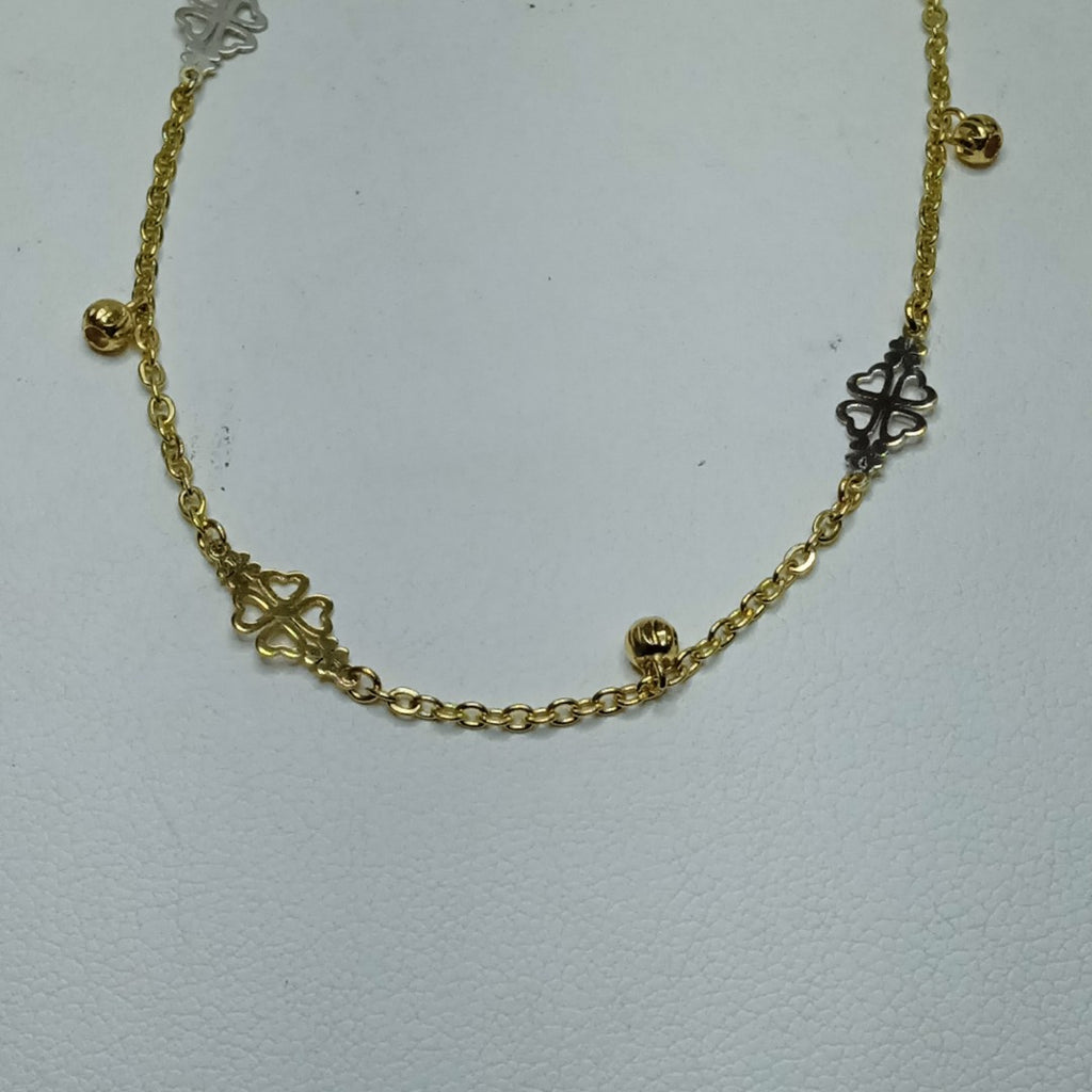 PULSERA ESPECIAL CON TREBOL 14K 18 CM 1.8 GR (NUEVO)