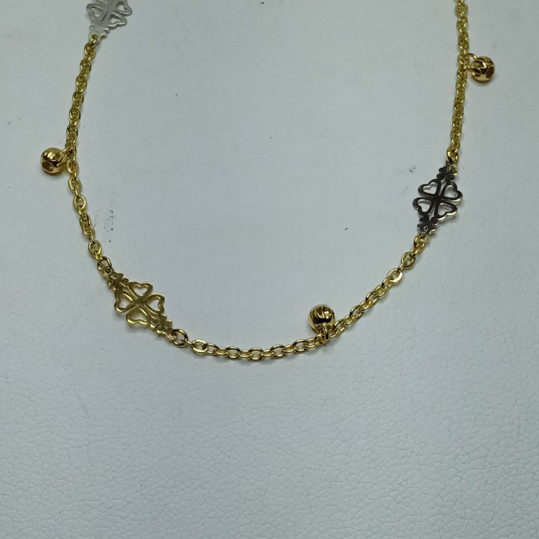 PULSERA ESPECIAL CON TREBOL 14K 18 CM 1.8 GR (NUEVO)